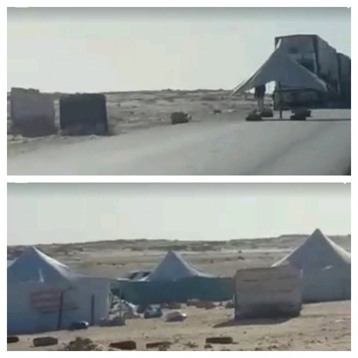 آش واقع فالكرگرات.. مجهولين بناو خيام وسادين الطريق فوجه الشاحنات (فيديو)