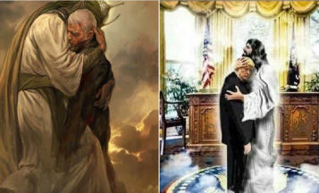 ”تويتر” يشتعل برسم تخيلي للمسيح يحضن ترامب ردا على احتضان الحسين لسليماني