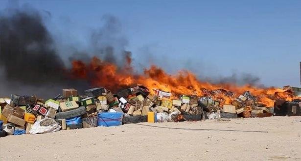 إتلاف أزيد من طنين من مخدر الشيرا بضواحي الداخلة