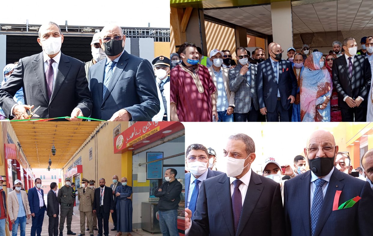 العيون : الوالي بيكرات وولد الرشيد يشرفان على تدشين محلات اللحوم المعتمدة الجديدة بالسوق النموذجي الكبير.