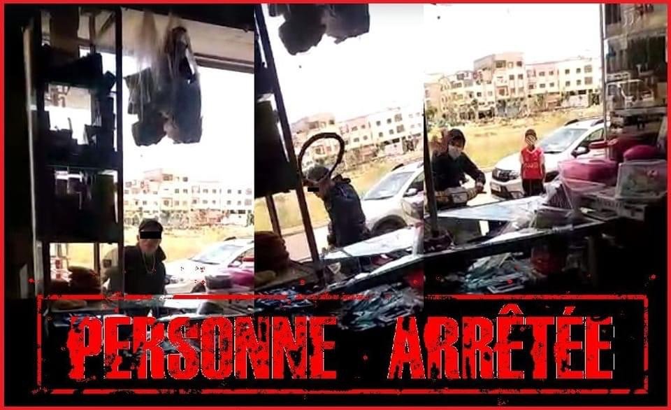 توقيف الشخص الذي ظهر في فيديو يخرب واجهة محل للبقالة ويهدد صاحبه بالسلاح الأبيض