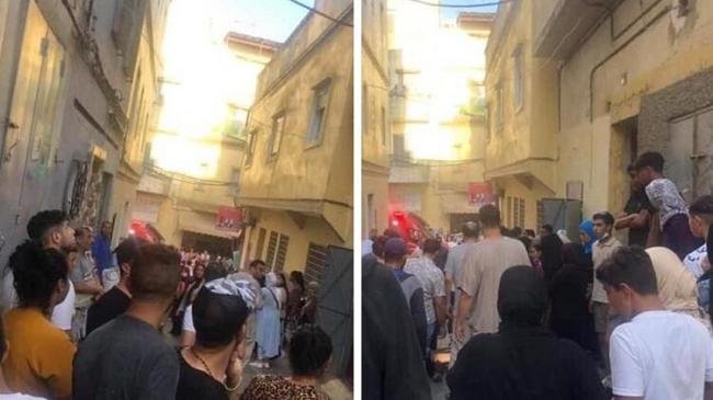 خطييييير  .. سيدة ترمي ابن الجيران من أعلى السطح في طنجة !