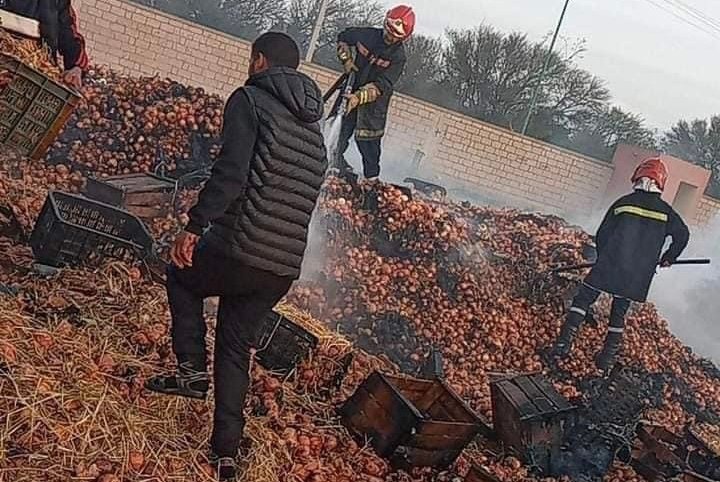 توقيف شخص بتهمة إضرام النار في شحنات من البصل ببرشيد