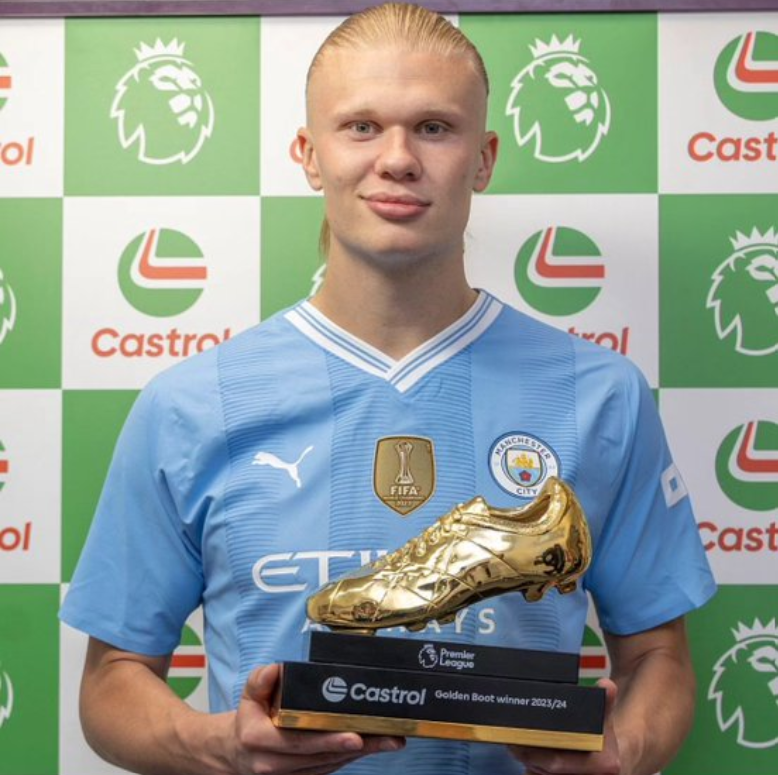 هالاند يتسلم جائزة الحذاء الذهبي