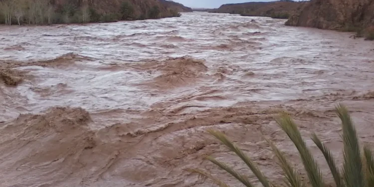 منسوب مياه واد دادس يصل إلى مستويات قياسية ..والسلطات تُحدر الساكنة